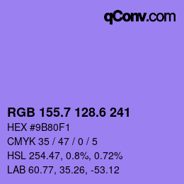 カラーコード: RGB 155.7 128.6 241 | qconv.com