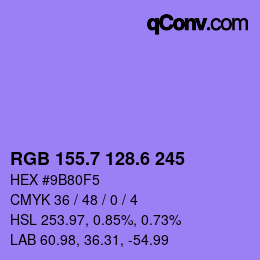 カラーコード: RGB 155.7 128.6 245 | qconv.com