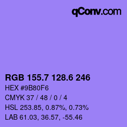 カラーコード: RGB 155.7 128.6 246 | qconv.com