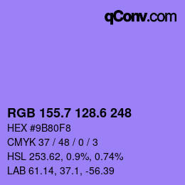 カラーコード: RGB 155.7 128.6 248 | qconv.com