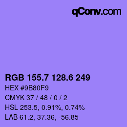 カラーコード: RGB 155.7 128.6 249 | qconv.com