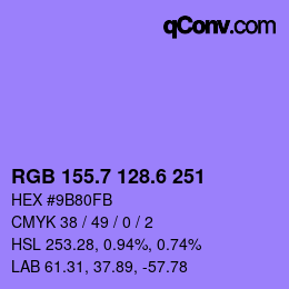 カラーコード: RGB 155.7 128.6 251 | qconv.com