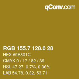 カラーコード: RGB 155.7 128.6 28 | qconv.com