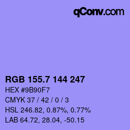 カラーコード: RGB 155.7 144 247 | qconv.com