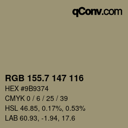 カラーコード: RGB 155.7 147 116 | qconv.com