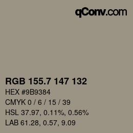 カラーコード: RGB 155.7 147 132 | qconv.com