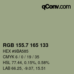 カラーコード: RGB 155.7 165 133 | qconv.com