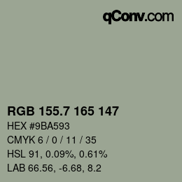カラーコード: RGB 155.7 165 147 | qconv.com