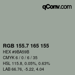 カラーコード: RGB 155.7 165 155 | qconv.com