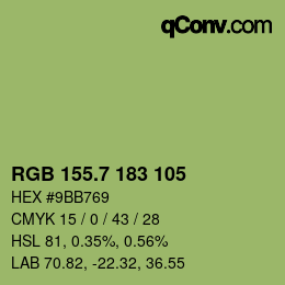 カラーコード: RGB 155.7 183 105 | qconv.com