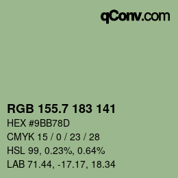 カラーコード: RGB 155.7 183 141 | qconv.com