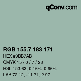 カラーコード: RGB 155.7 183 171 | qconv.com