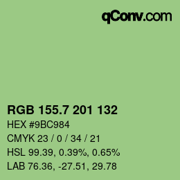 カラーコード: RGB 155.7 201 132 | qconv.com