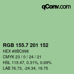 カラーコード: RGB 155.7 201 152 | qconv.com