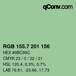 カラーコード: RGB 155.7 201 156 | qconv.com