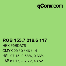カラーコード: RGB 155.7 218.6 117 | qconv.com