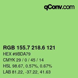 カラーコード: RGB 155.7 218.6 121 | qconv.com