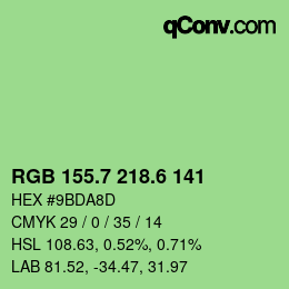 カラーコード: RGB 155.7 218.6 141 | qconv.com
