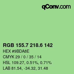 カラーコード: RGB 155.7 218.6 142 | qconv.com