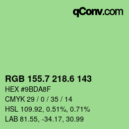カラーコード: RGB 155.7 218.6 143 | qconv.com