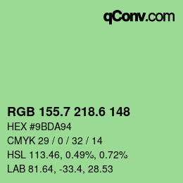 カラーコード: RGB 155.7 218.6 148 | qconv.com