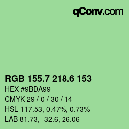 カラーコード: RGB 155.7 218.6 153 | qconv.com