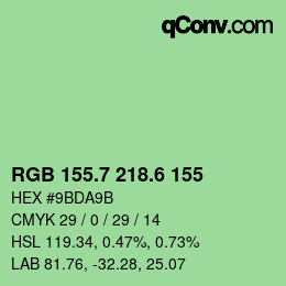 カラーコード: RGB 155.7 218.6 155 | qconv.com