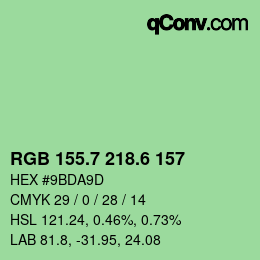カラーコード: RGB 155.7 218.6 157 | qconv.com