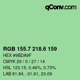 カラーコード: RGB 155.7 218.6 159 | qconv.com