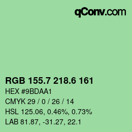 カラーコード: RGB 155.7 218.6 161 | qconv.com