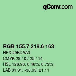 カラーコード: RGB 155.7 218.6 163 | qconv.com