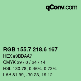 カラーコード: RGB 155.7 218.6 167 | qconv.com