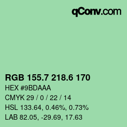 カラーコード: RGB 155.7 218.6 170 | qconv.com