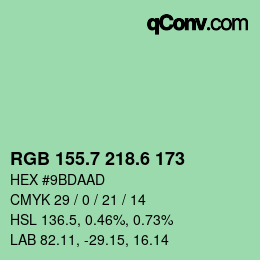 カラーコード: RGB 155.7 218.6 173 | qconv.com