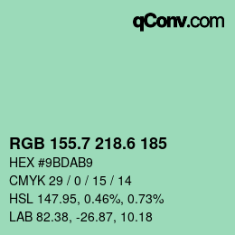 カラーコード: RGB 155.7 218.6 185 | qconv.com