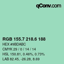 カラーコード: RGB 155.7 218.6 188 | qconv.com
