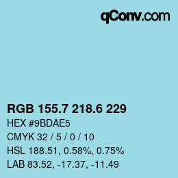 カラーコード: RGB 155.7 218.6 229 | qconv.com