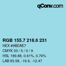 カラーコード: RGB 155.7 218.6 231 | qconv.com