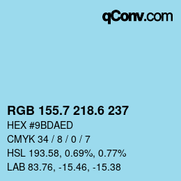 カラーコード: RGB 155.7 218.6 237 | qconv.com