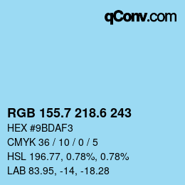 カラーコード: RGB 155.7 218.6 243 | qconv.com