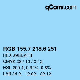 カラーコード: RGB 155.7 218.6 251 | qconv.com