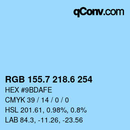 カラーコード: RGB 155.7 218.6 254 | qconv.com