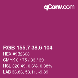 カラーコード: RGB 155.7 38.6 104 | qconv.com