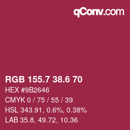 カラーコード: RGB 155.7 38.6 70 | qconv.com