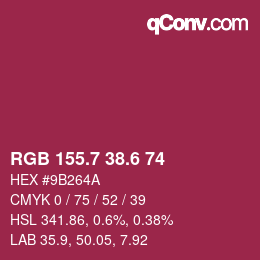 カラーコード: RGB 155.7 38.6 74 | qconv.com