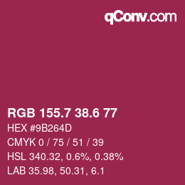 カラーコード: RGB 155.7 38.6 77 | qconv.com