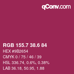 カラーコード: RGB 155.7 38.6 84 | qconv.com