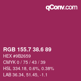 カラーコード: RGB 155.7 38.6 89 | qconv.com