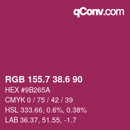カラーコード: RGB 155.7 38.6 90 | qconv.com