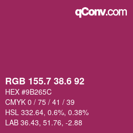 カラーコード: RGB 155.7 38.6 92 | qconv.com